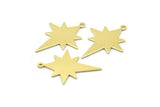 Brass Pole Star Charm, 10 Raw Brass, Brass Charms, Brass Pole Star Charms With 1 Loop (30x22x0.80mm) M02478