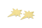 Brass Pole Star Charm, 10 Raw Brass, Brass Charms, Brass Pole Star Charms With 1 Hole (27x22x0.80mm) M02479