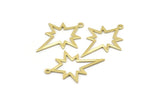 Brass Pole Star Charm, 10 Raw Brass, Brass Charms, Brass Pole Star Charms With 1 Loop (30x22x0.80mm) M02485