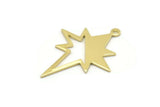 Brass Pole Star Charm, 10 Raw Brass, Brass Charms, Brass Pole Star Charms With 1 Loop (30x22x0.80mm) M02486