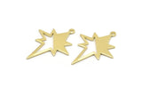 Brass Pole Star Charm, 10 Raw Brass, Brass Charms, Brass Pole Star Charms With 1 Loop (30x22x0.80mm) M02486