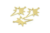 Brass Pole Star Charm, 10 Raw Brass, Brass Charms, Brass Pole Star Charms With 1 Loop (30x22x0.80mm) M02486