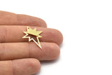 Brass Pole Star Charm, 10 Raw Brass, Brass Charms, Brass Pole Star Charms With 1 Hole (27x22x0.80mm) M02484