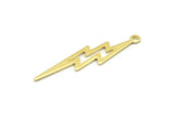 Brass Lightning Charm, 12 Raw Brass, Brass Lightning Charms With 1 Loop (35x8x0.80mm) M02474