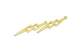 Brass Lightning Charm, 12 Raw Brass, Brass Lightning Charms With 1 Loop (35x8x0.80mm) M02474