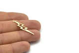 Brass Lightning Charm, 12 Raw Brass, Brass Lightning Charms With 1 Loop (35x8x0.80mm) M02474