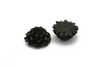 4 Pcs Black 19 Mm Chrysanthemum Cabochon T003