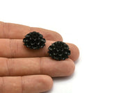 4 Pcs Black 19 Mm Chrysanthemum Cabochon T003