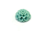Flower Cabochons, 2 Light Blue Chrysanthemum Flower Cabochons (24x11mm) T038