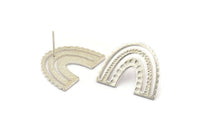 Earring Studs, 2 925 Silver - U Shape Earrings - Silver Earrings - Earrings (20x24x1mm) N1462