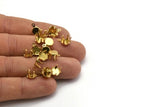 Brass Prong Setting, 50 Raw Brass Charms With 8 mm Prong Setting , Snap-set  Bs 1260