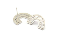 Earring Studs, 2 925 Silver - U Shape Earrings - Silver Earrings - Earrings (15x24x1mm) N1475