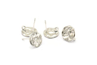 Silver Round Earring, 2 925 Silver Round Earring Studs, With 1 Loop (11mm) N1213 H0269