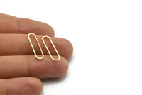 Altın Oval Charm, 12 Altın Kaplama Pirinç Oval Halka, Bağlantı Elemanları (25x7x0,80 mm) BS 1732