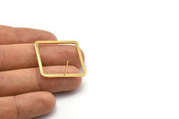 Gold Square Earring, 2 Gold Plated Brass Square Stud Earrings (30x2x1mm) BS 2307 A1781 H0545