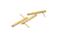 Gold Stick Earring, 4 Gold Plated Brass Stick Stud Earrings With 1 Hole (2x30mm) D1510 A1930