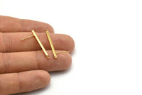 Gold Stick Earring, 4 Gold Plated Brass Stick Stud Earrings With 1 Hole (2x30mm) D1510 A1930