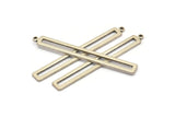 Silver Stick Charm, 6 Antique Silver Plated Brass Stick Charms With 1 Loop (53x6x1.2mm) D1159