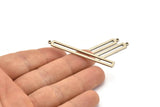 Silver Stick Charm, 6 Antique Silver Plated Brass Stick Charms With 1 Loop (53x6x1.2mm) D1159