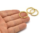 Brass Circle Connector, 4 Raw Brass Circle Connectors Closed Ring (24x2mm) N1723