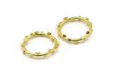 Brass Circle Connector, 4 Raw Brass Circle Connectors Closed Ring (25x2mm) N1719