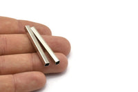 Silver Tube Beads, 12 Square Nickel Free Silver Brass Tubes (40x4x4mm) Sq014 Brc264