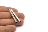 Silver Tube Beads, 12 Square Nickel Free Silver Brass Tubes (40x4x4mm) Sq014 Brc264