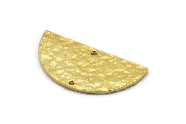 Çekiçle İşlenmiş Yarım Ay, Çekiçle İşlenmiş Ham Pirinç Yarım Daire Boşluklar 2 Delikli (30x15x1,2 mm) N0340