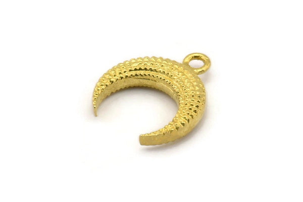 Brass Moon Charm, Raw Brass Textured Horn Charms, Pendant, Jewelry Finding (19x6x4.40mm) N0269