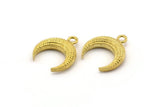 Brass Moon Charm, Raw Brass Textured Horn Charms, Pendant, Jewelry Finding (19x6x4.40mm) N0269