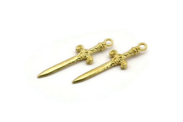 Şövalye Kılıcı Kolye, Ham Pirinç Kılıç Tılsımları (36x10mm) N0248