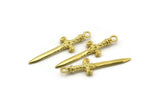 Şövalye Kılıcı Kolye, Ham Pirinç Kılıç Tılsımları (36x10mm) N0248