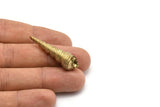 Brass Shell Charm, Raw Brass Sea Shell Charm With 1 Hole, Pendants, Earrings, Findings (40x12mm) SY0064
