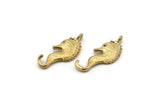 Brass Seahorse Charm, 12 Raw Brass Seahorse Charms With 1 Loop, Pendants, Earrings, Findings (20x7mm) SY0077