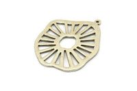 Silver Irregular Pendant, Antique Silver Plated Brass Ethnic Pendants With 1 Loop, Findings, Charms (33x40x1.2mm) N1023