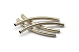 Silver Noodle Tubes - 6 Antique Silver Plated Brass Curved Tube Findings (6x80mm) Brc256