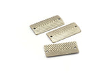 Silver Rectangle Charm, 12 Textured Antique Silver Plated Brass Rectangle Connectors With 2 Holes, Findings (22x10x0.50mm) D1121 H1052