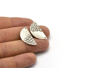 Semi Circle Charm, 8 Antique Silver Plated Brass Half Moon Charms With 1 Hole, Earrings, Pendants (28x13x0.80mm) D975