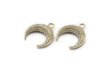 Silver Crescent Charm, 2 Antique Silver Plated Brass Textured Horn Charms, Pendant, Jewelry Finding (19x6x4.40mm) N0269