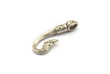 Hook Bracelet Part, 2 Antique Silver Plated Brass Hook Bracelet Charms (36x13x2mm) N0246