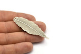 Gümüş Yapraklı Charm, 2 Delikli 3 Antik Gümüş Kaplama Pirinç Yapraklı Kolye (59x23mm) D0064--C030 H1364