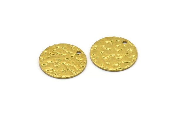 Brass Round Tag, 24 Raw Brass Textured Round Tags With 1 Hole, Stamping Tags (18x0.85mm) R082