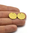 Brass Round Tag, 24 Raw Brass Textured Round Tags With 1 Hole, Stamping Tags (18x0.85mm) R082