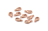 Rose Gold Parrot, 24 Rose Gold Tone Brass Lobster Claw Clasps (12x6mm) A1094