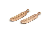 Gül Altın Tüy Kolye, 3 Gül Altın Kaplama Pirinç Tüy Tılsımı, Kolye Parçaları (33x8,5 mm) N0418