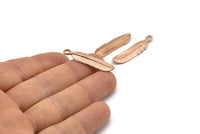 Gül Altın Tüy Kolye, 3 Gül Altın Kaplama Pirinç Tüy Tılsımı, Kolye Parçaları (33x8,5 mm) N0418