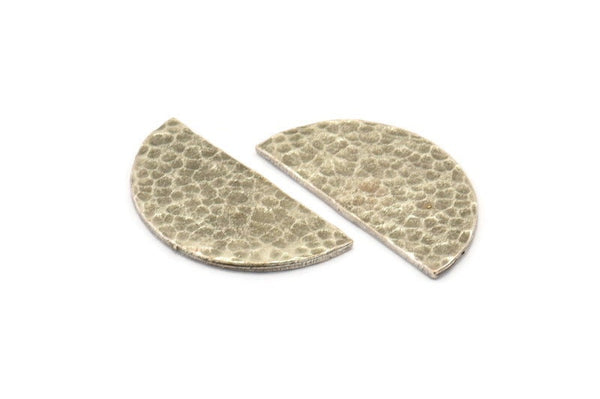 Çekiçle İşlenmiş Yarım Ay, 4 Çekiçle İşlenmiş Antik Gümüş Kaplamalı Pirinç Yarım Daire Boşluğu (30x15x1,2 mm) N0209 H0035