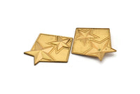 Vintage Brass Star, 1 Vintage Brass Star Pendant (37x34mm) B-15