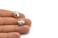 Vintage Oval Bead, 5 Vintage Plastic Silver Oval Beads 15x11 Mm B-13