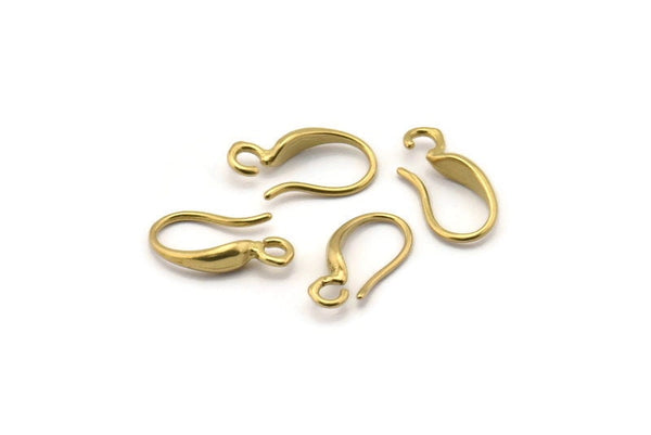 Brass Ear Hooks, 24 Raw Brass Earring Wires, Earring Hooks (14mm) D1332